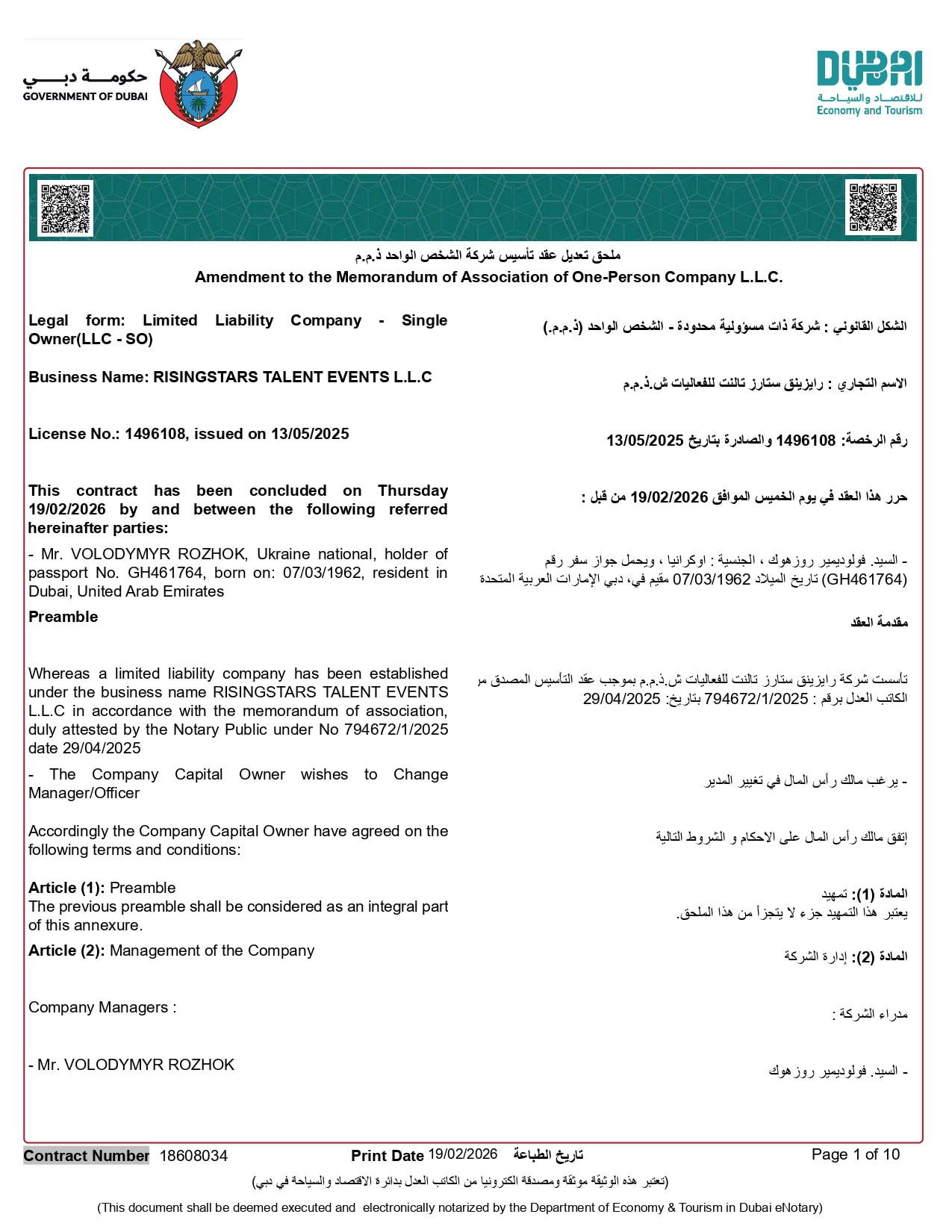RISINGSTARS TALENT EVENTS L.L.C License